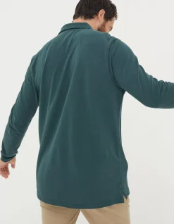 Men FatFace Polo Shirts|Long Sleeve Organic Pique Polo