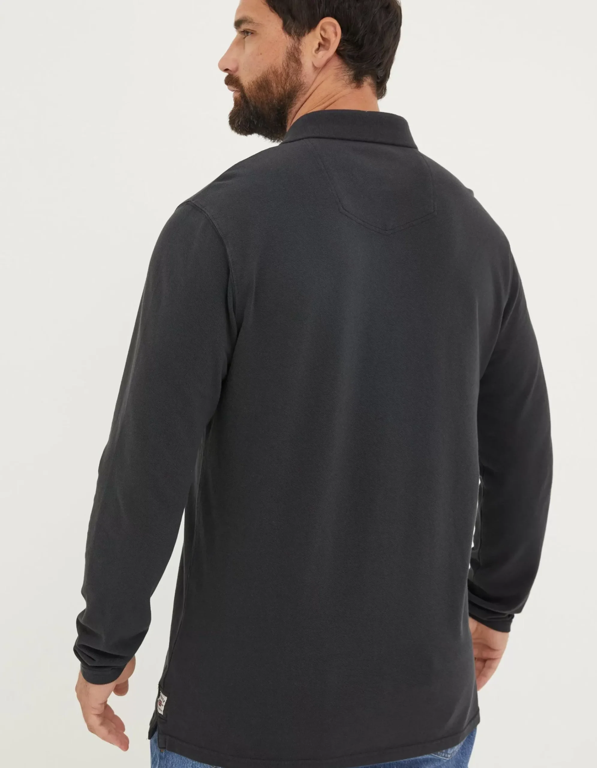 Men FatFace Polo Shirts|Long Sleeve Organic Pique Polo