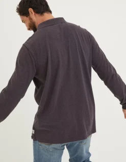 Men FatFace Polo Shirts|Long Sleeve Organic Pique Polo