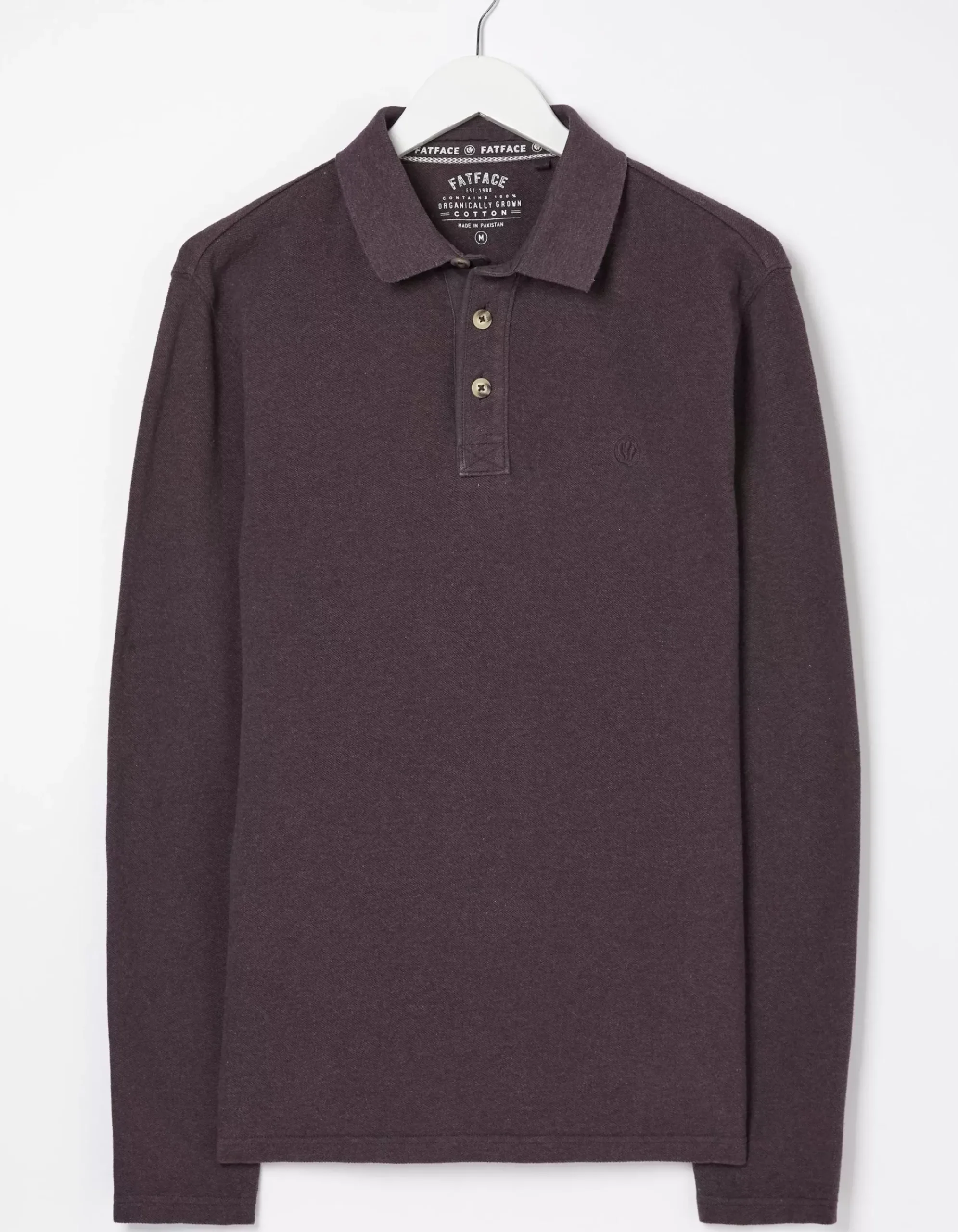 Men FatFace Polo Shirts|Long Sleeve Organic Pique Polo