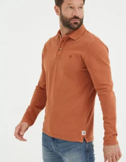 Men FatFace View All|Long Sleeve Organic Pique Polo