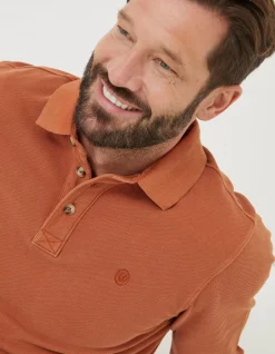 Men FatFace View All|Long Sleeve Organic Pique Polo