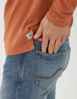 Men FatFace View All|Long Sleeve Organic Pique Polo