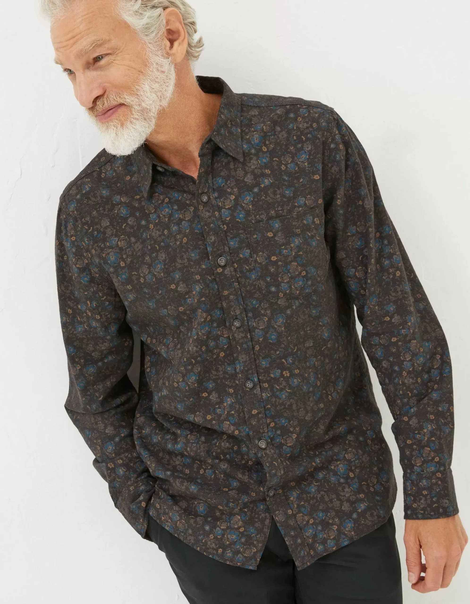 Men FatFace Shirts|Long Sleeve Painted Floral Print Shirt