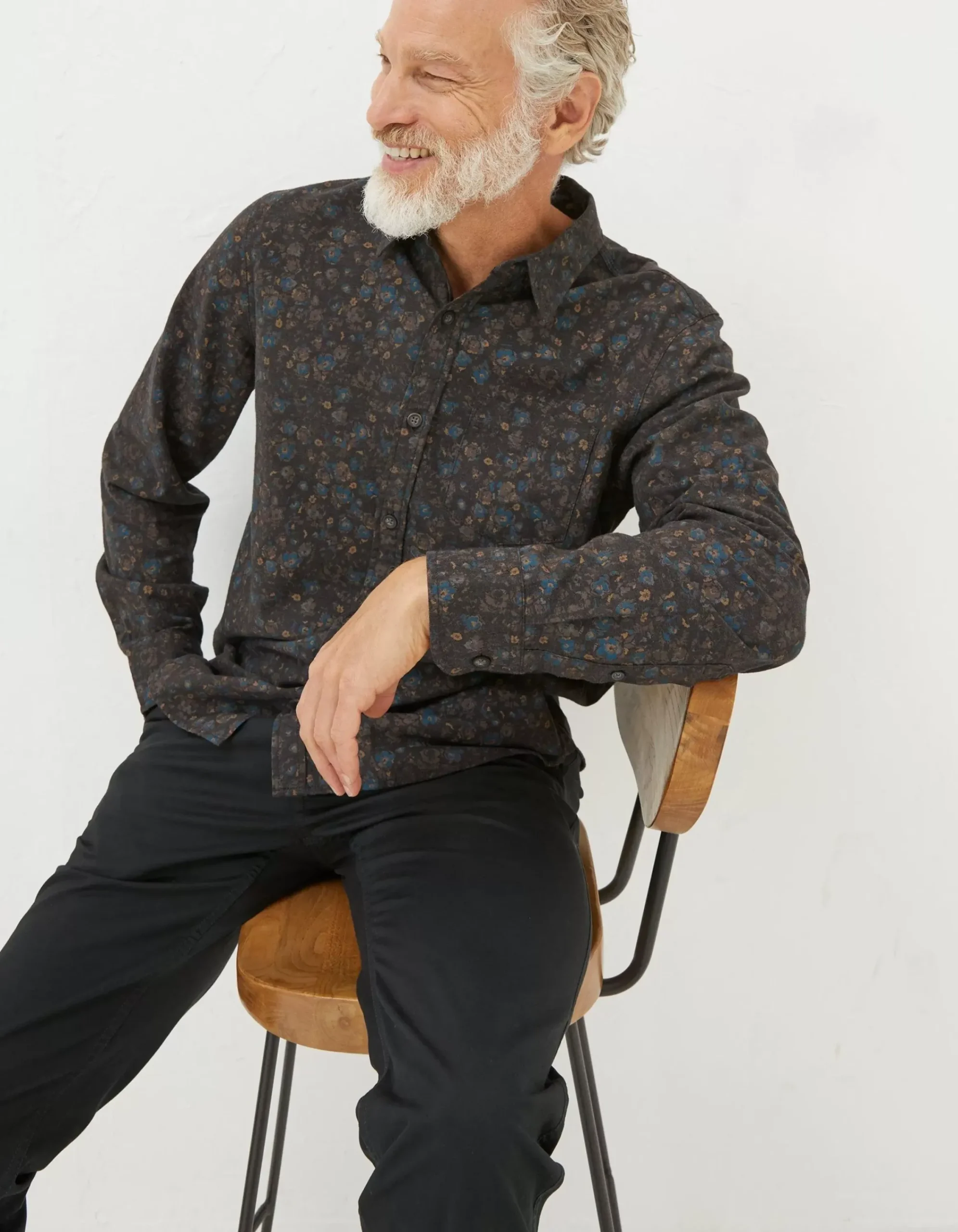 Men FatFace Shirts|Long Sleeve Painted Floral Print Shirt