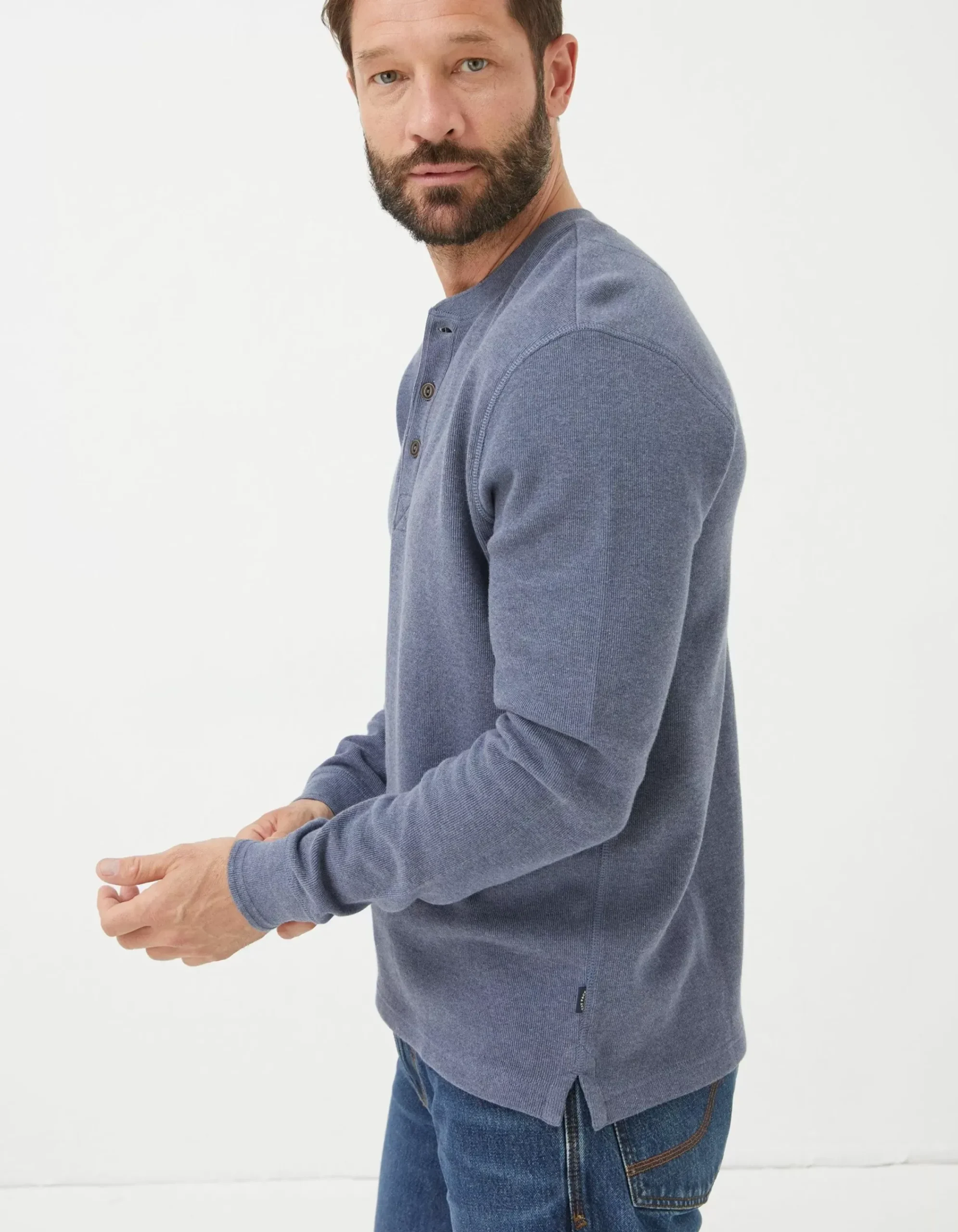 Men FatFace View All|Long Sleeve Ribbed Henley