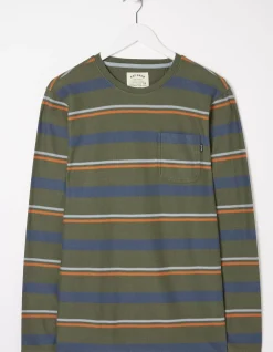 Men FatFace View All|Long Sleeve Stripe Pocket Crew