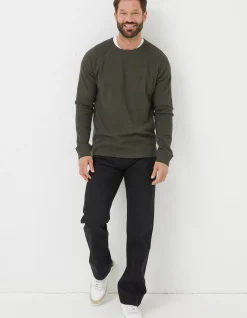 Men FatFace T-Shirts|Long Sleeve Waffle Crew