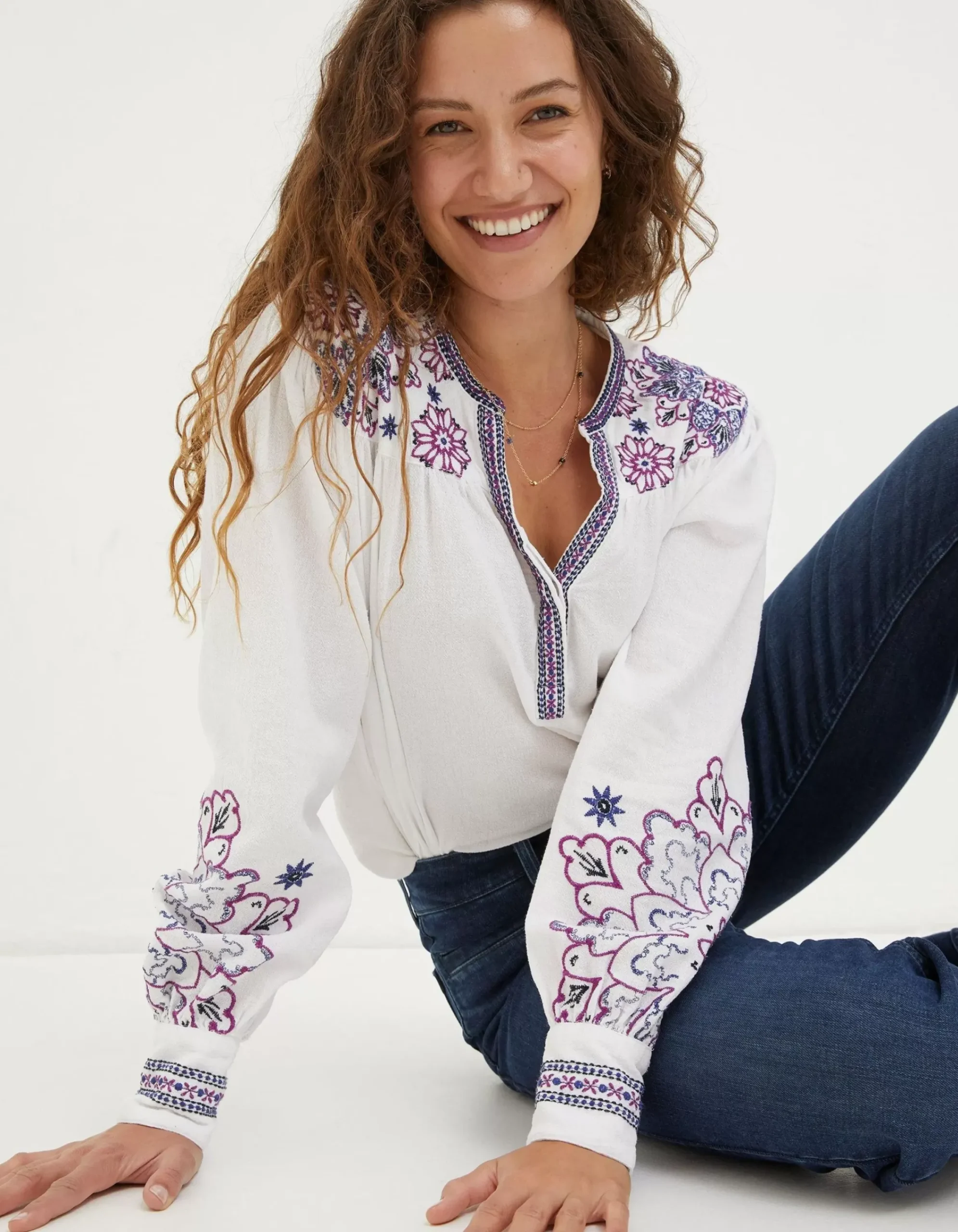 Women FatFace Shirts & Blouses|Lou Embroidered Blouse
