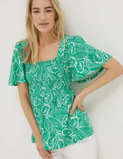 Women FatFace Tops & T-Shirts|Lucia Tropical Leaf Top