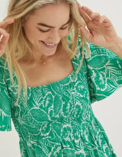 Women FatFace Tops & T-Shirts|Lucia Tropical Leaf Top