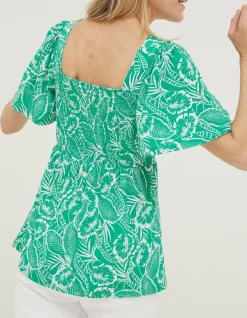 Women FatFace Tops & T-Shirts|Lucia Tropical Leaf Top