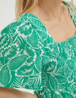 Women FatFace Tops & T-Shirts|Lucia Tropical Leaf Top