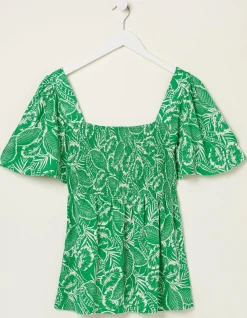 Women FatFace Tops & T-Shirts|Lucia Tropical Leaf Top
