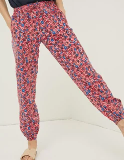Women FatFace Trousers & Leggings|Lyme Woodblock Cuffed Trousers