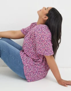 Women FatFace Shirts & Blouses|Lyndy Textured Animal Blouse