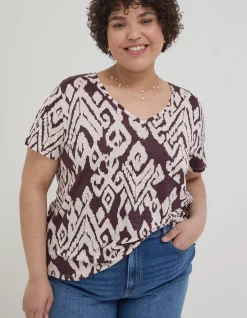 Women FatFace Tops & T-Shirts|Maggie Bold Ikat Linen T-Shirt