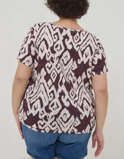 Women FatFace Tops & T-Shirts|Maggie Bold Ikat Linen T-Shirt