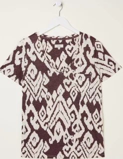 Women FatFace Tops & T-Shirts|Maggie Bold Ikat Linen T-Shirt