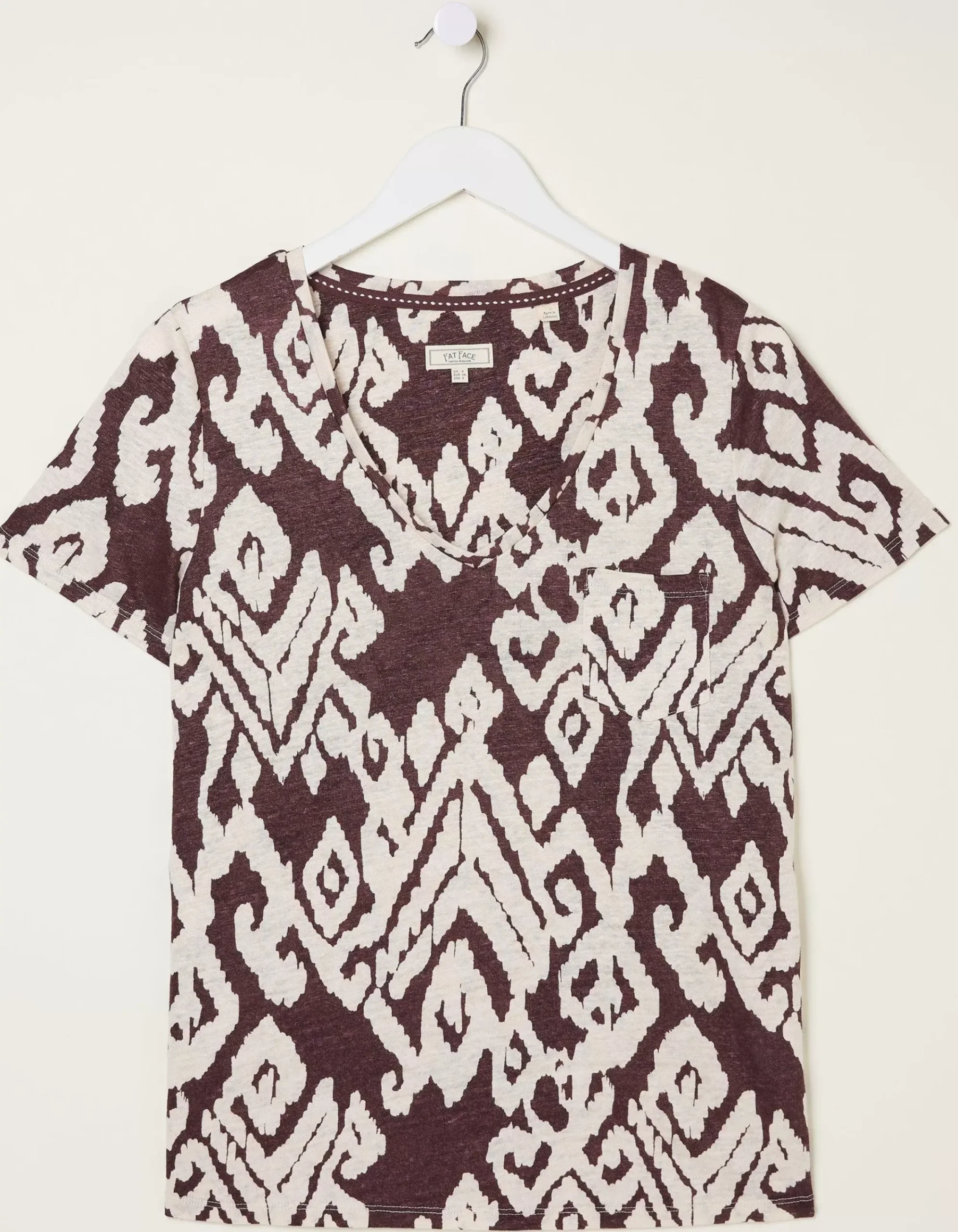 Women FatFace Tops & T-Shirts|Maggie Bold Ikat Linen T-Shirt