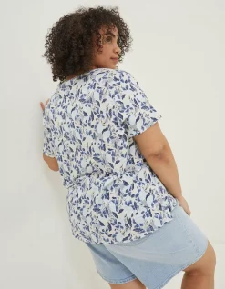 Women FatFace Tops & T-Shirts|Maggie Flower Linen T-Shirt
