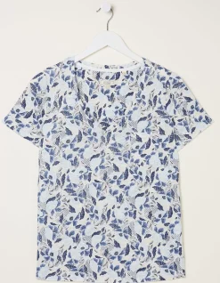 Women FatFace Tops & T-Shirts|Maggie Flower Linen T-Shirt
