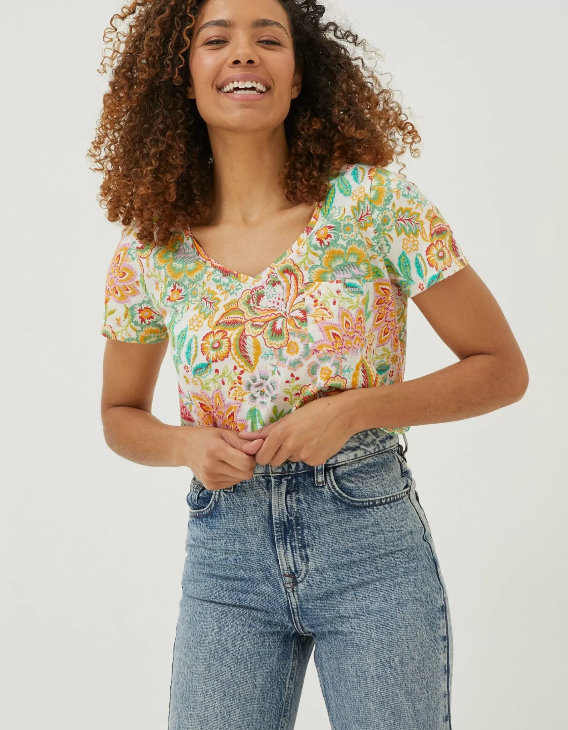 Women FatFace Tops & T-Shirts|Maggie Paradise Floral T-Shirt
