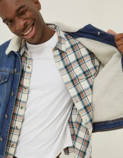 Men FatFace Coats & Jackets|Mid Wash Borg Jacket