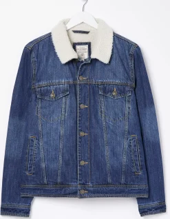 Men FatFace Coats & Jackets|Mid Wash Borg Jacket