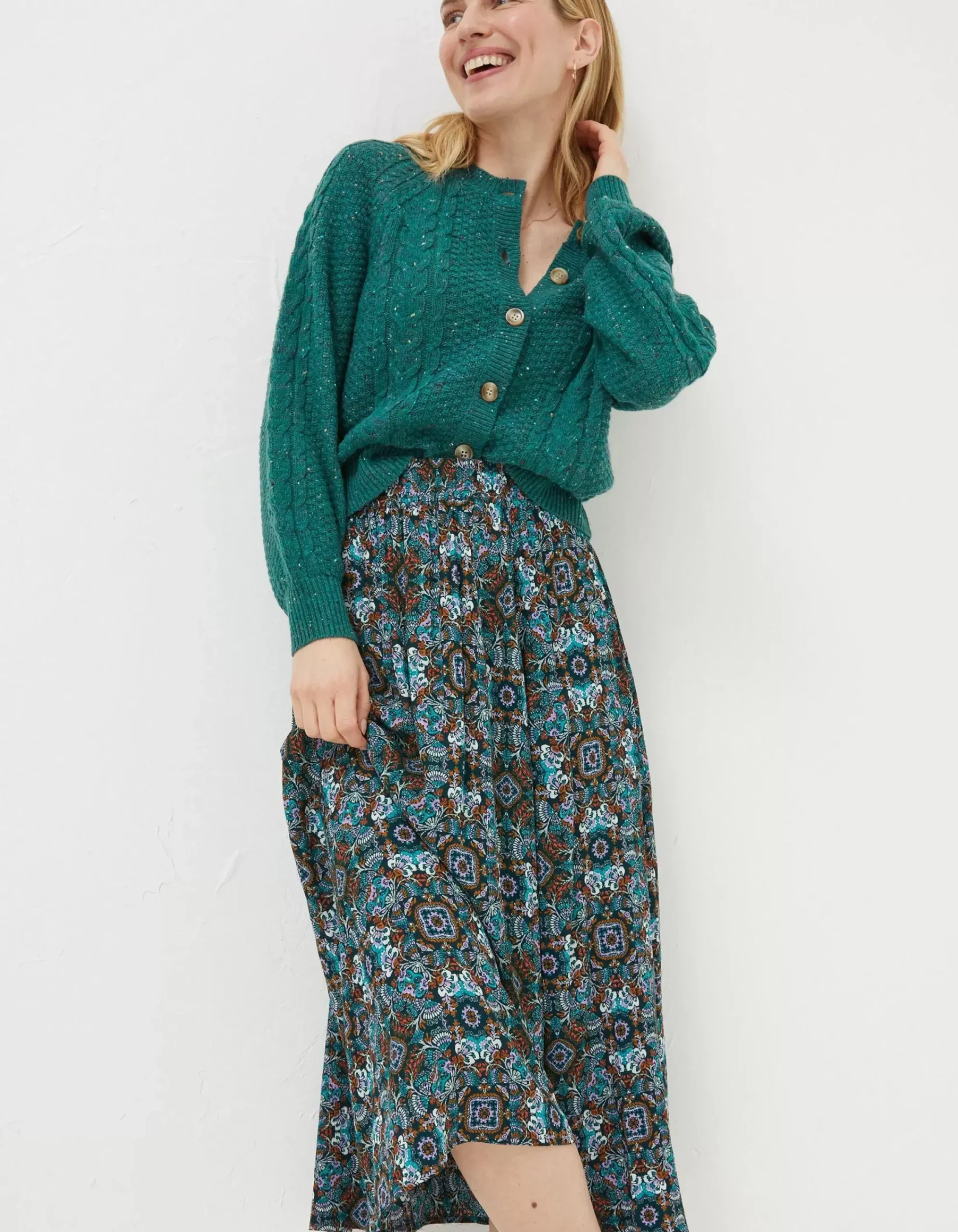 Women FatFace Skirts|Millie Mirrored Midi Skirt