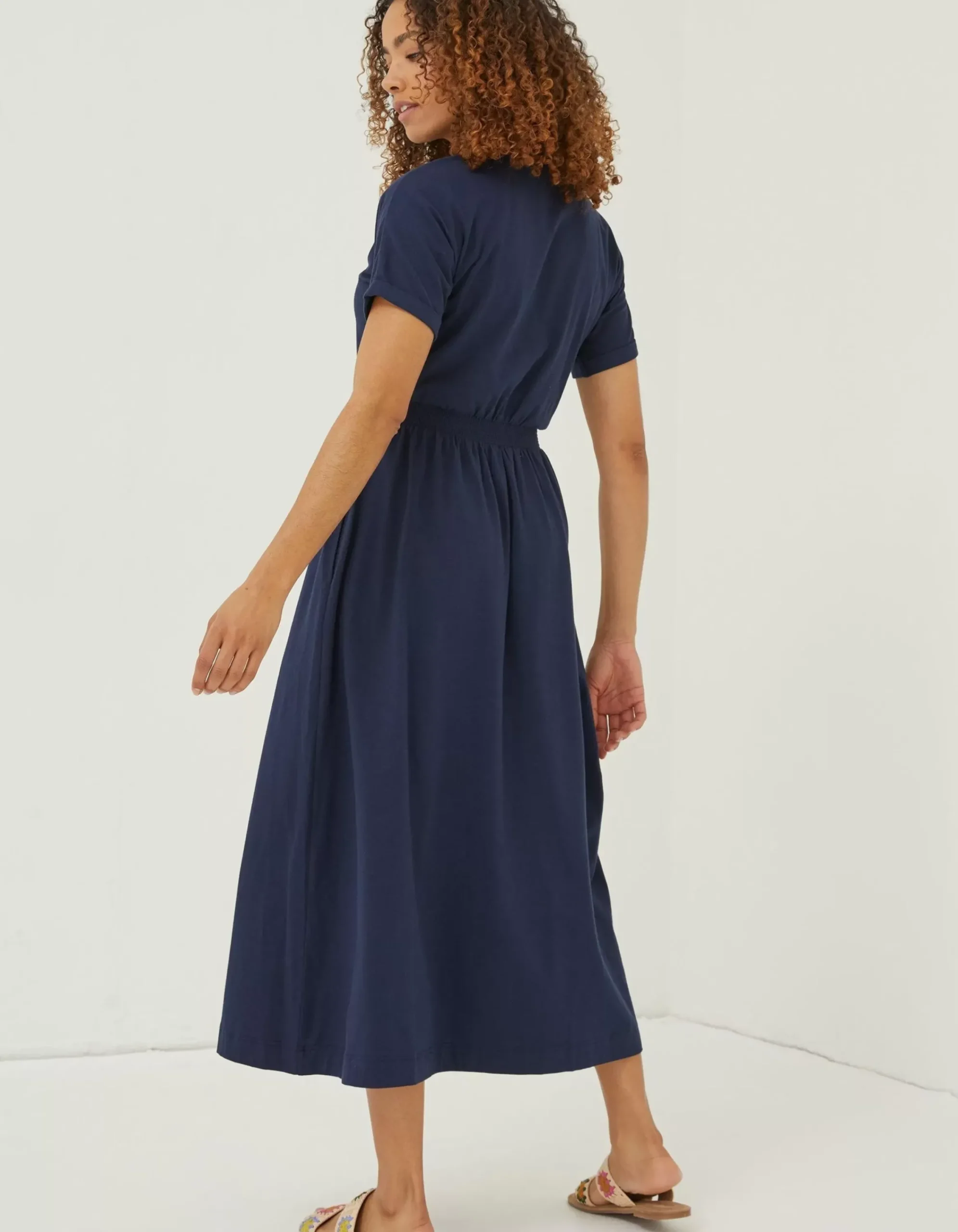 Women FatFace Dresses|Navi Jersey Midi Dress