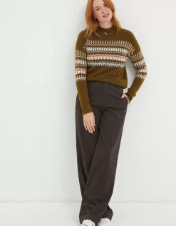 Women FatFace View All|Olive Fairisle Jumper
