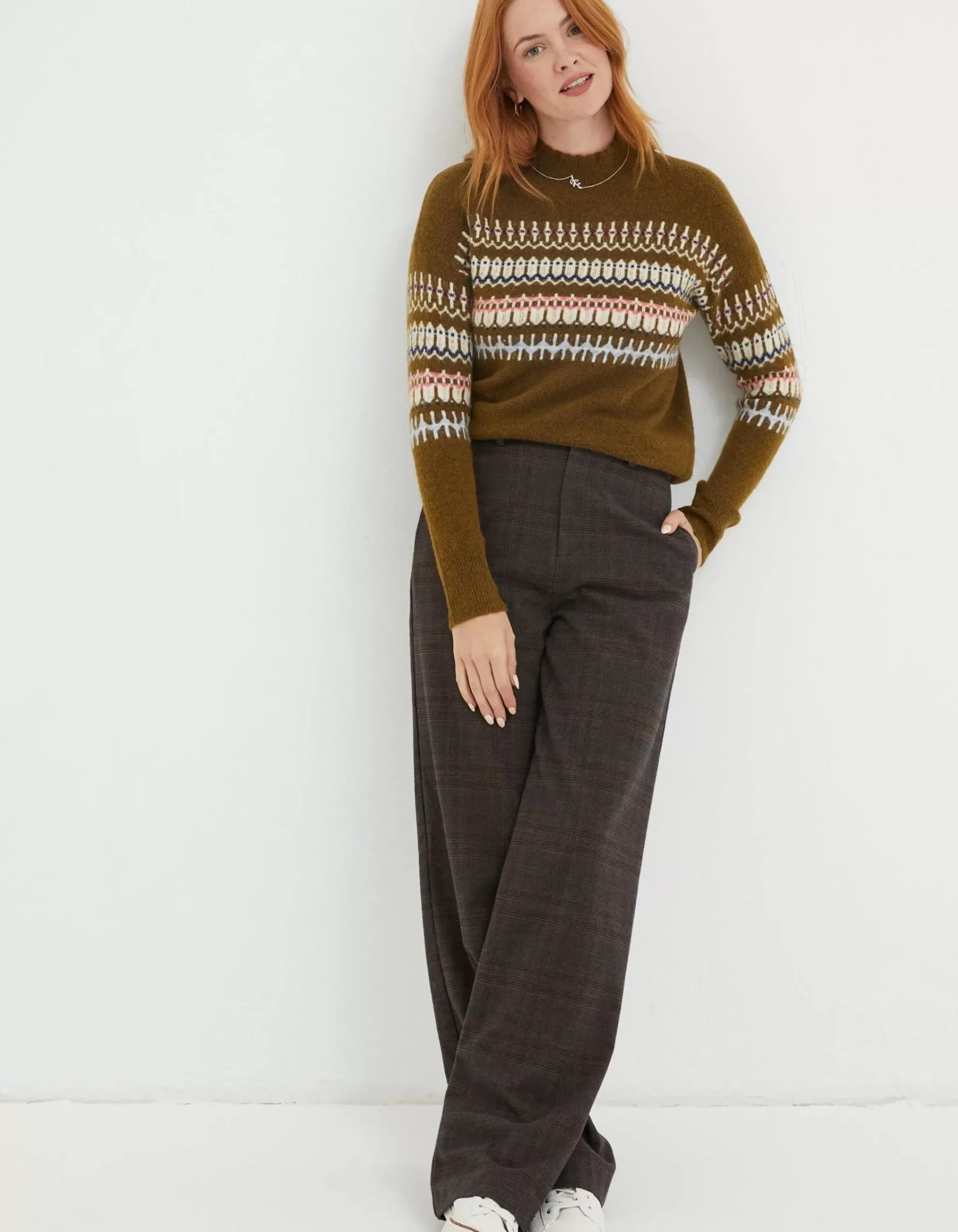 Women FatFace View All|Olive Fairisle Jumper