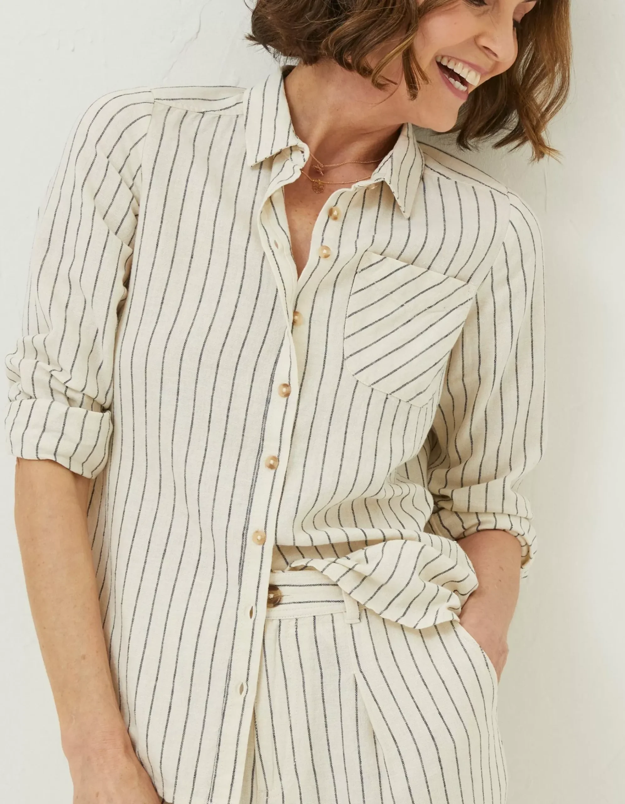 Women FatFace Shirts & Blouses|Olivia Stripe Linen Blend Shirt