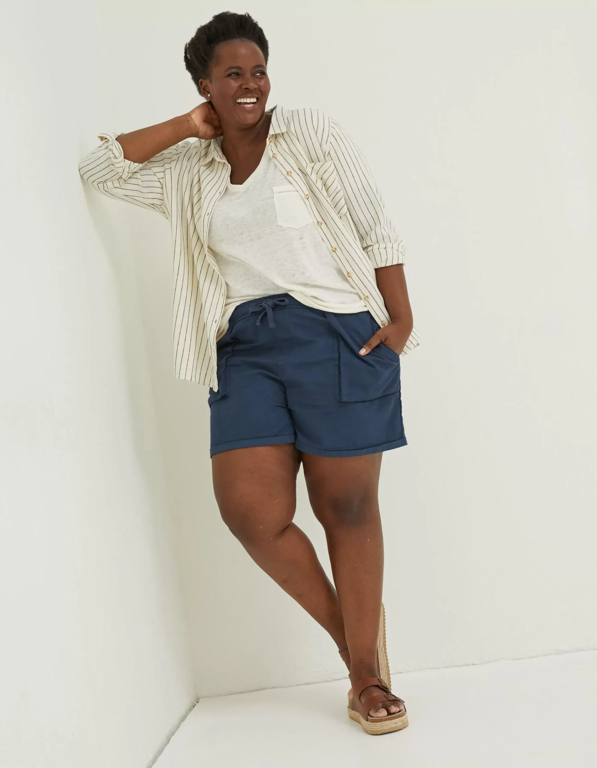 Women FatFace Shirts & Blouses|Olivia Stripe Linen Blend Shirt