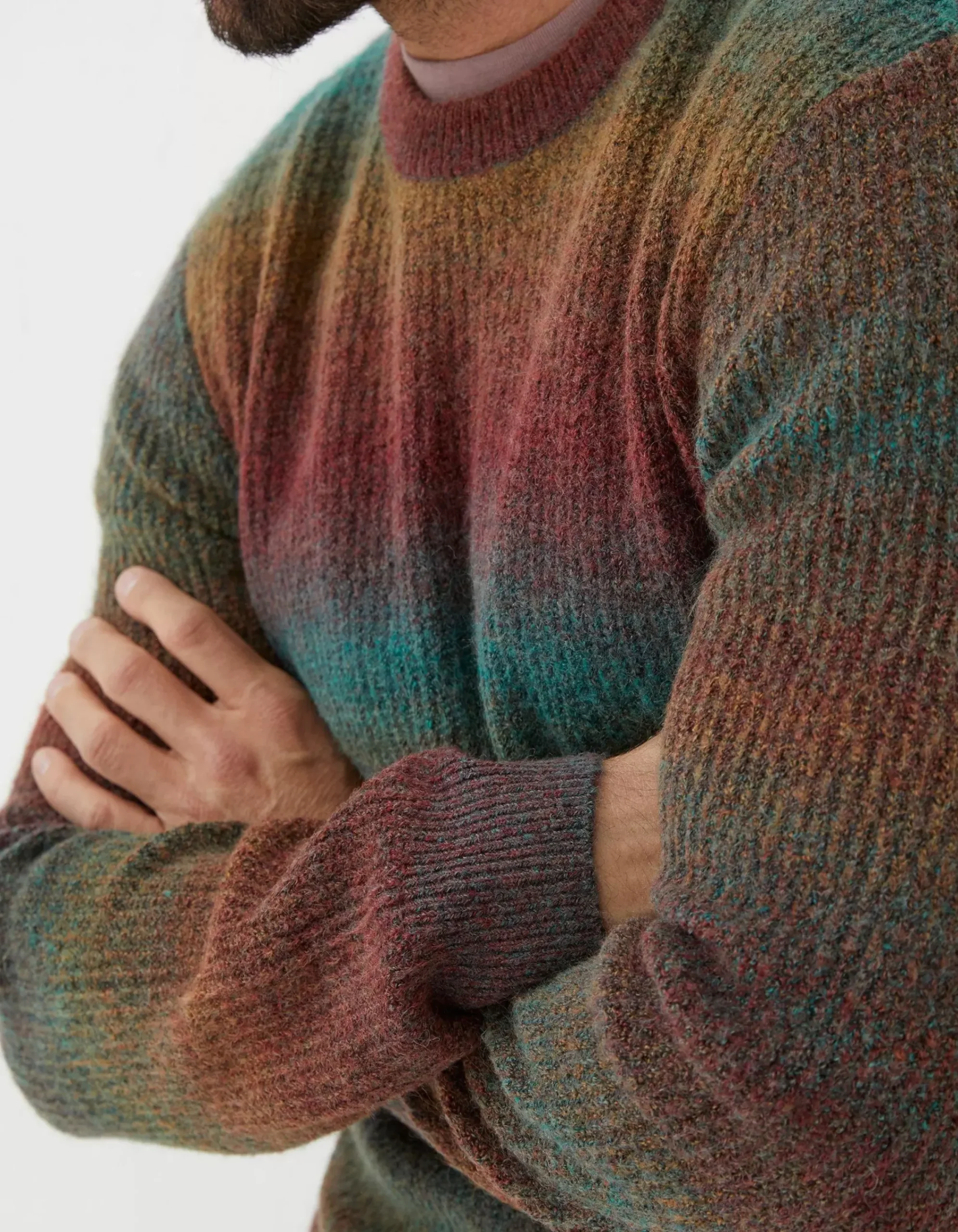 Men FatFace Knitwear|Ombre Crew Jumper