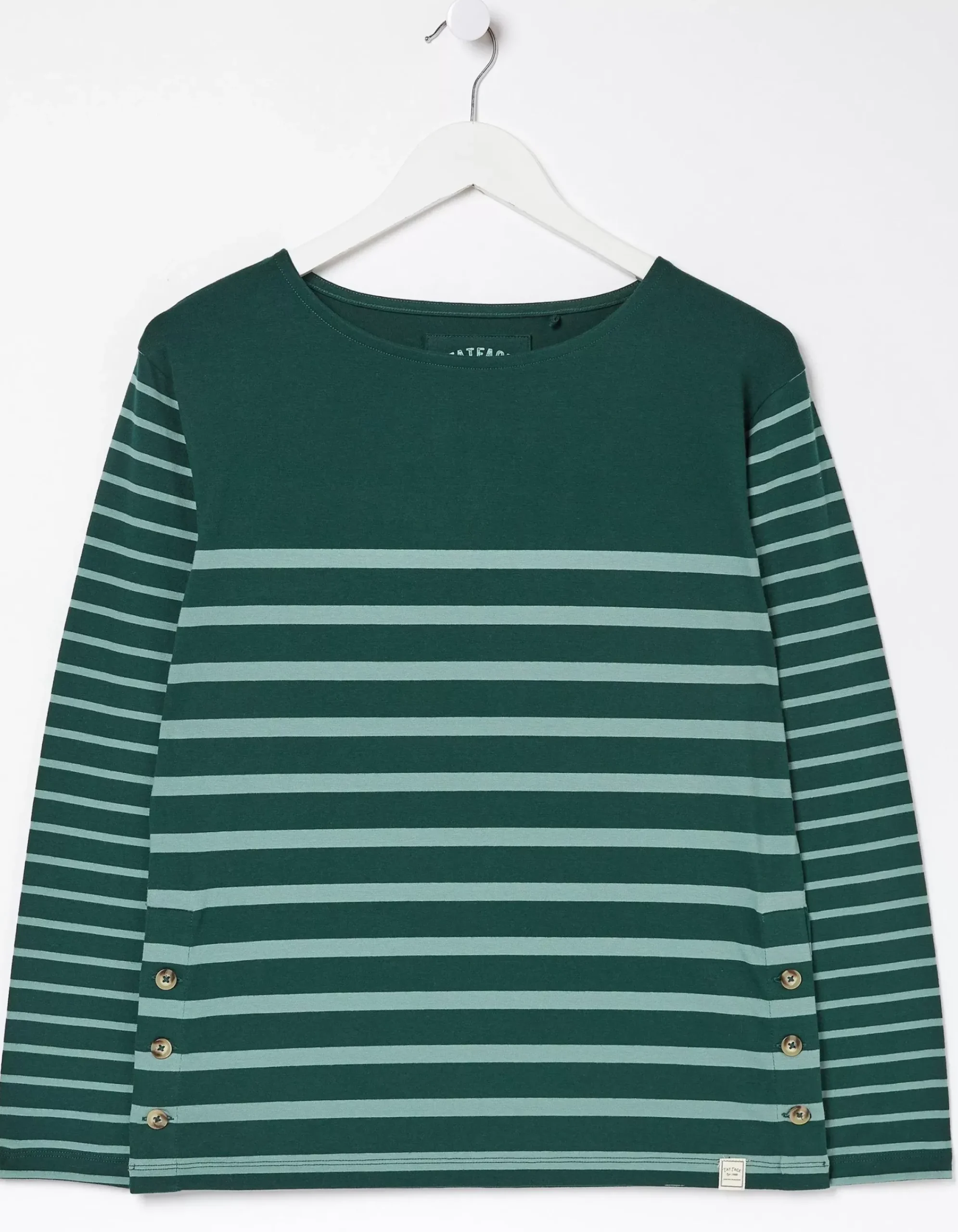 Women FatFace Tops & T-Shirts|Organic Cotton Button Breton