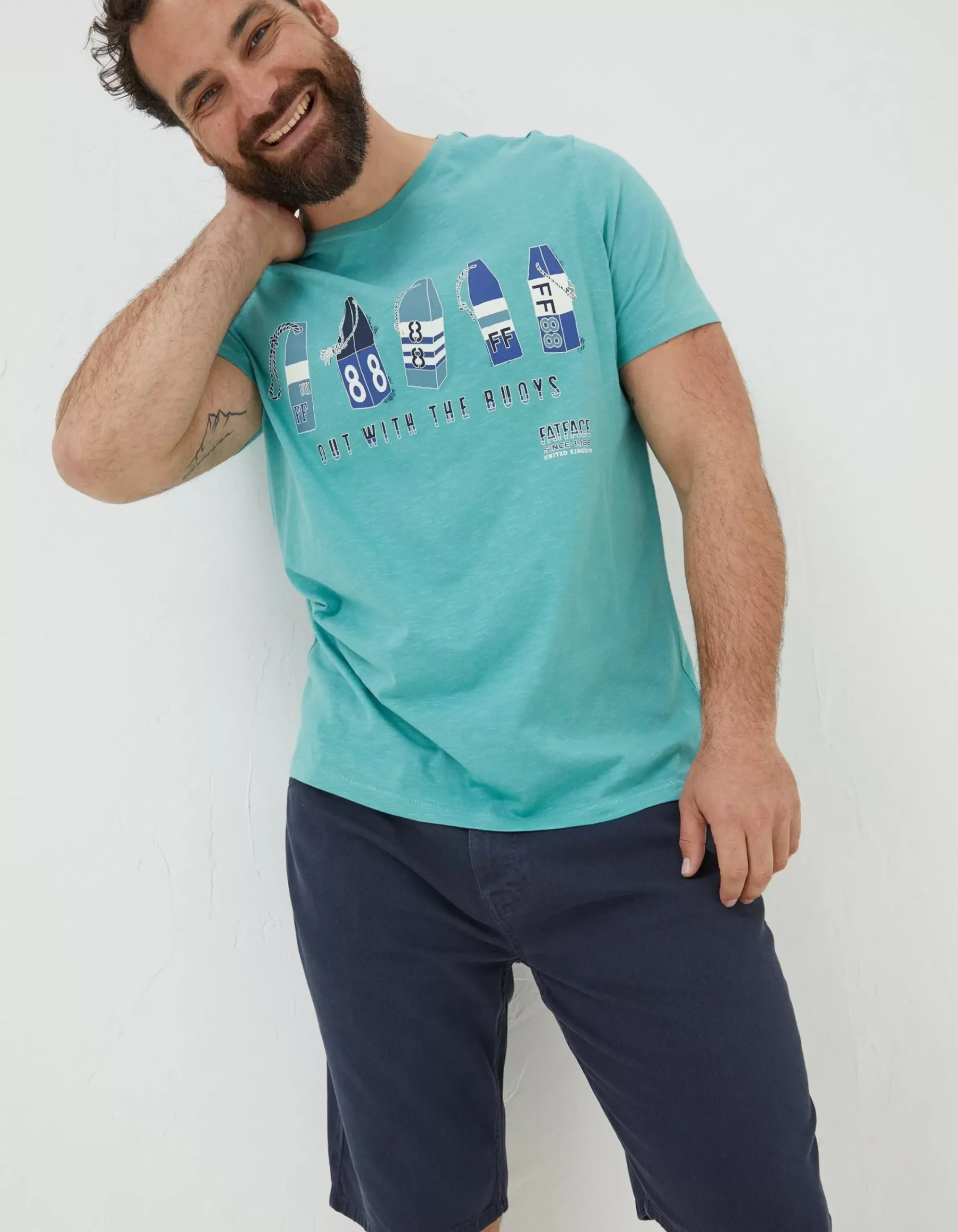 Men FatFace T-Shirts|Out With The Buoys T Shirt