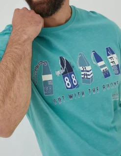 Men FatFace T-Shirts|Out With The Buoys T Shirt