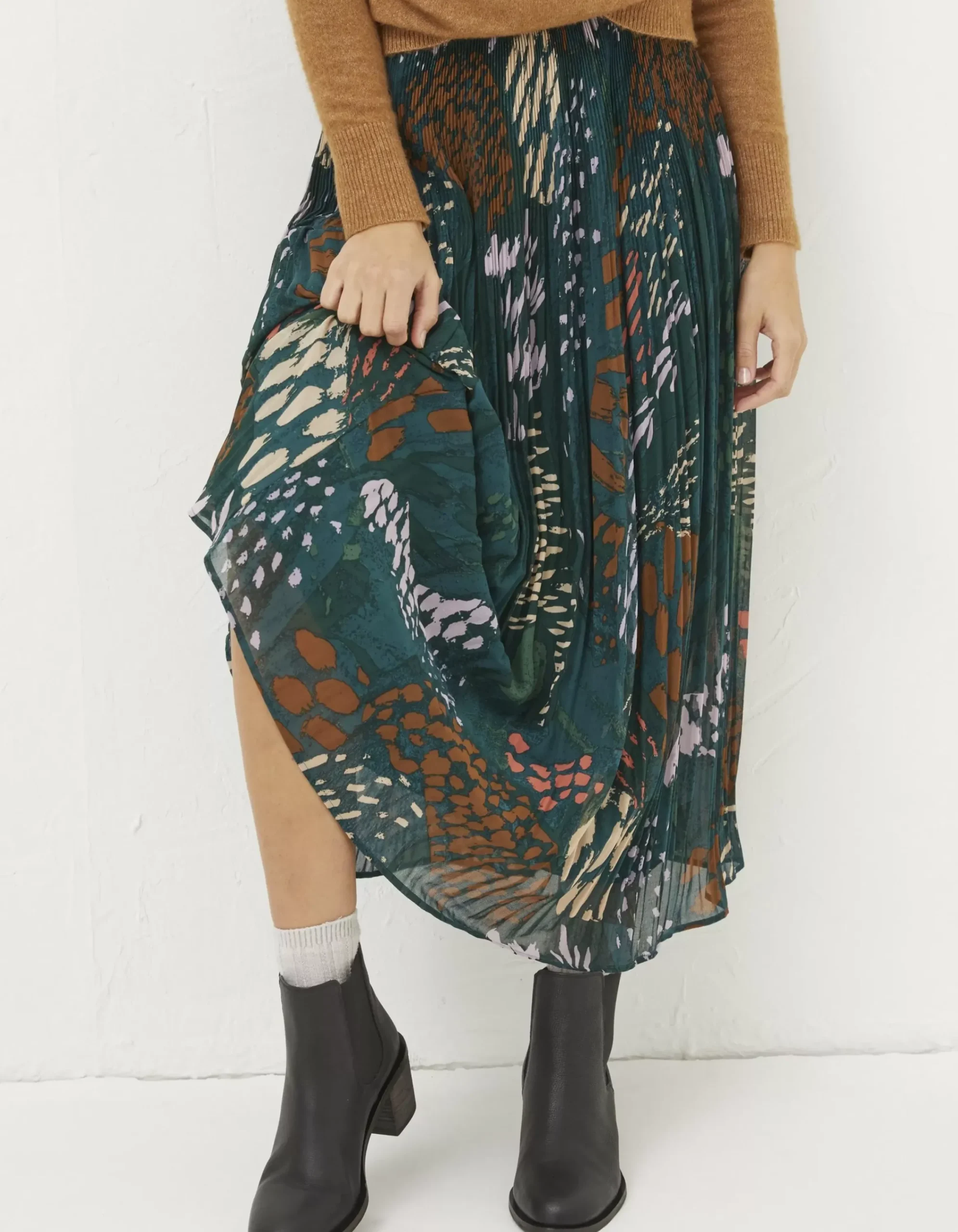 Women FatFace View All|Paignton Landscape Pleated Midi Skirt