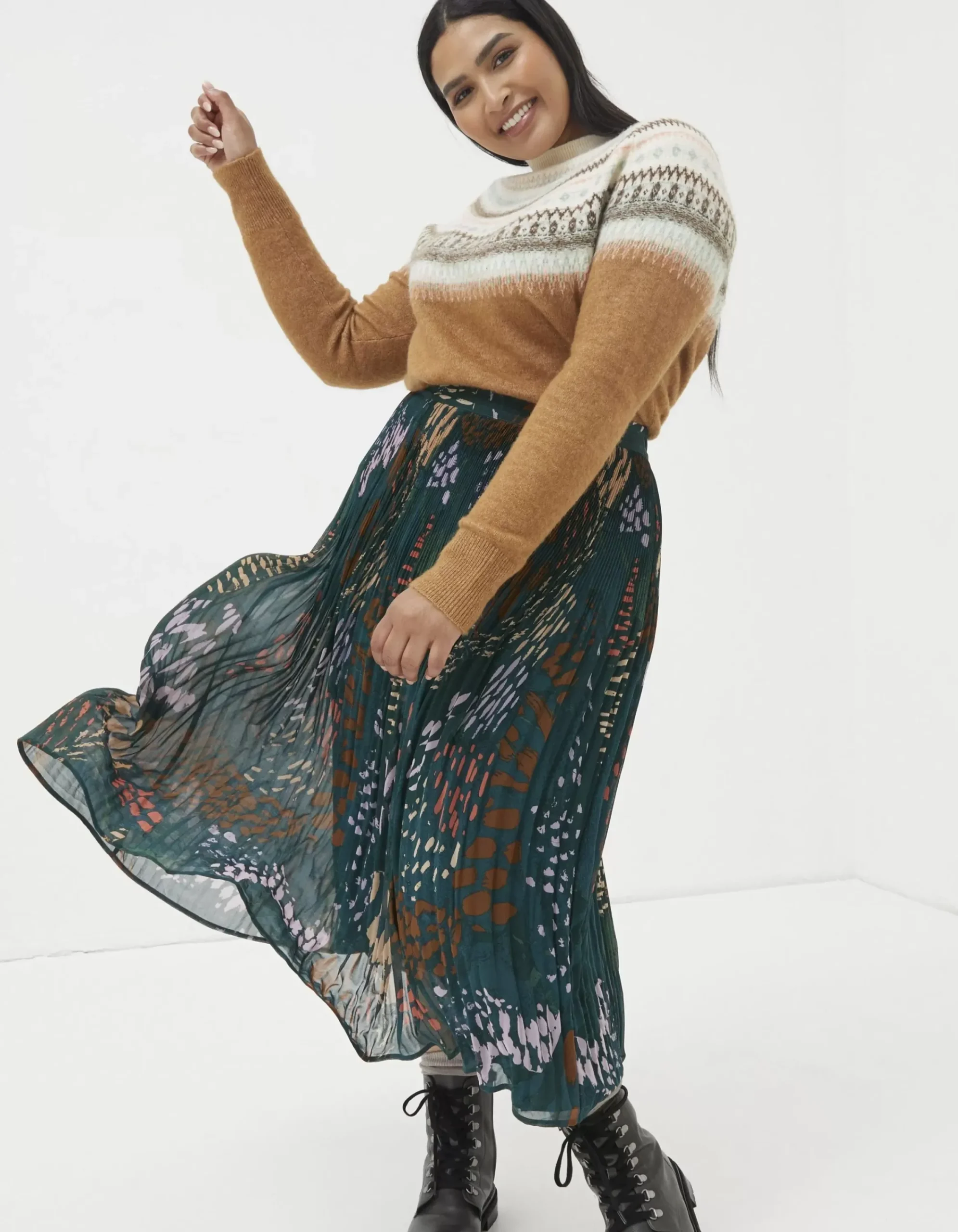 Women FatFace View All|Paignton Landscape Pleated Midi Skirt