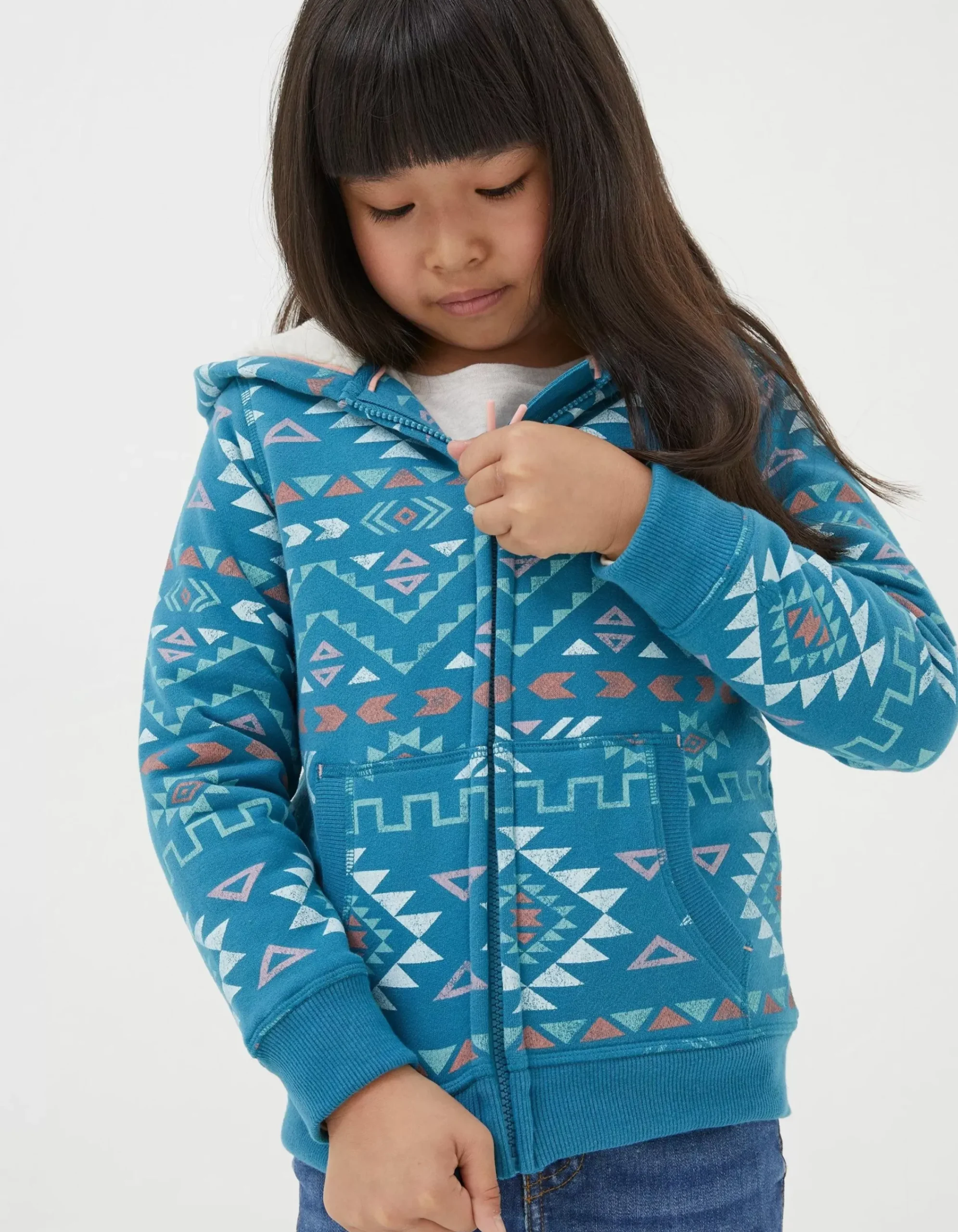 Girls FatFace View All|Pattern Zip Sweat Hoodie