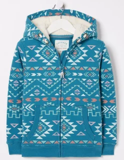 Girls FatFace View All|Pattern Zip Sweat Hoodie