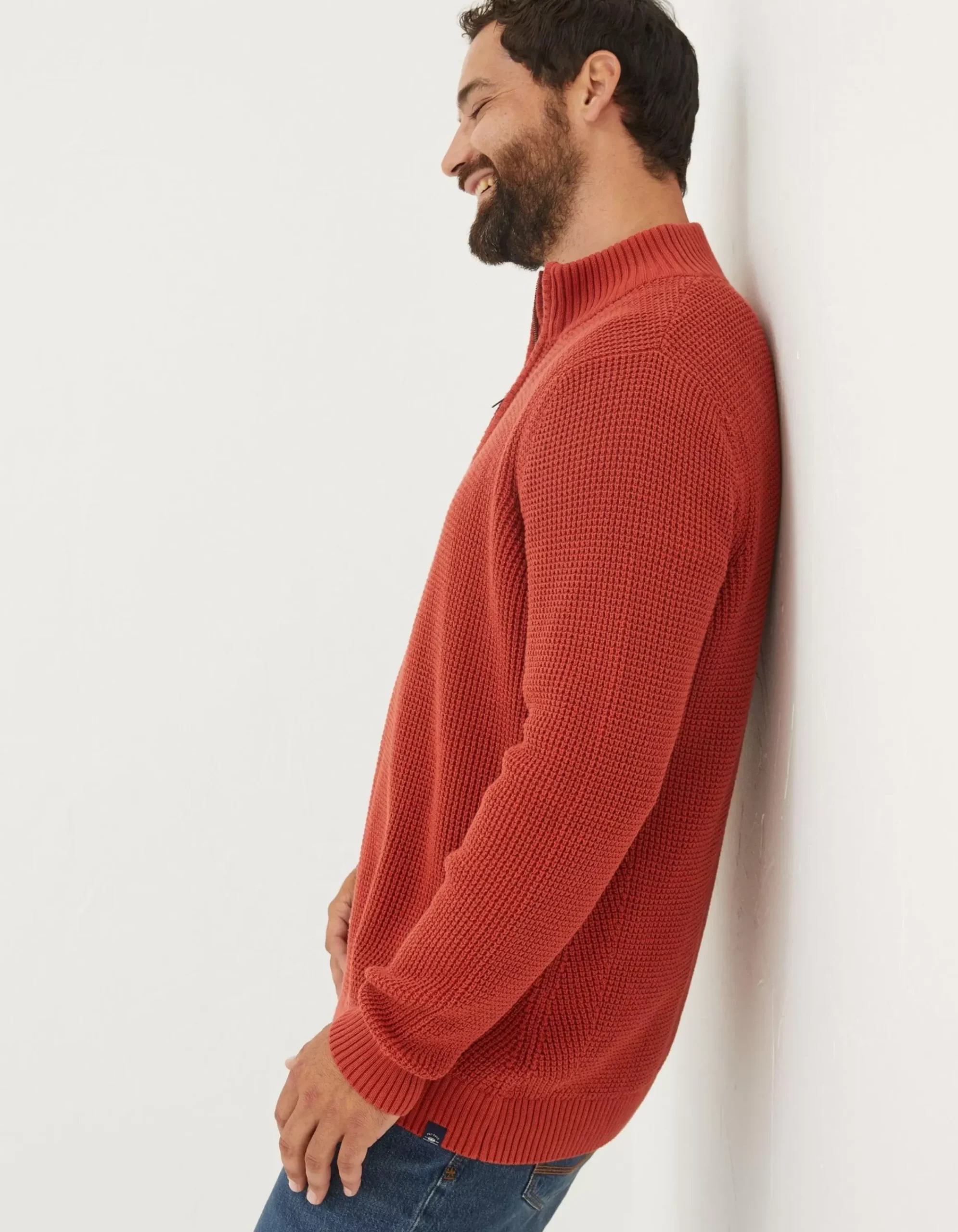Men FatFace Knitwear|Pembrey Cotton Half Neck Jumper