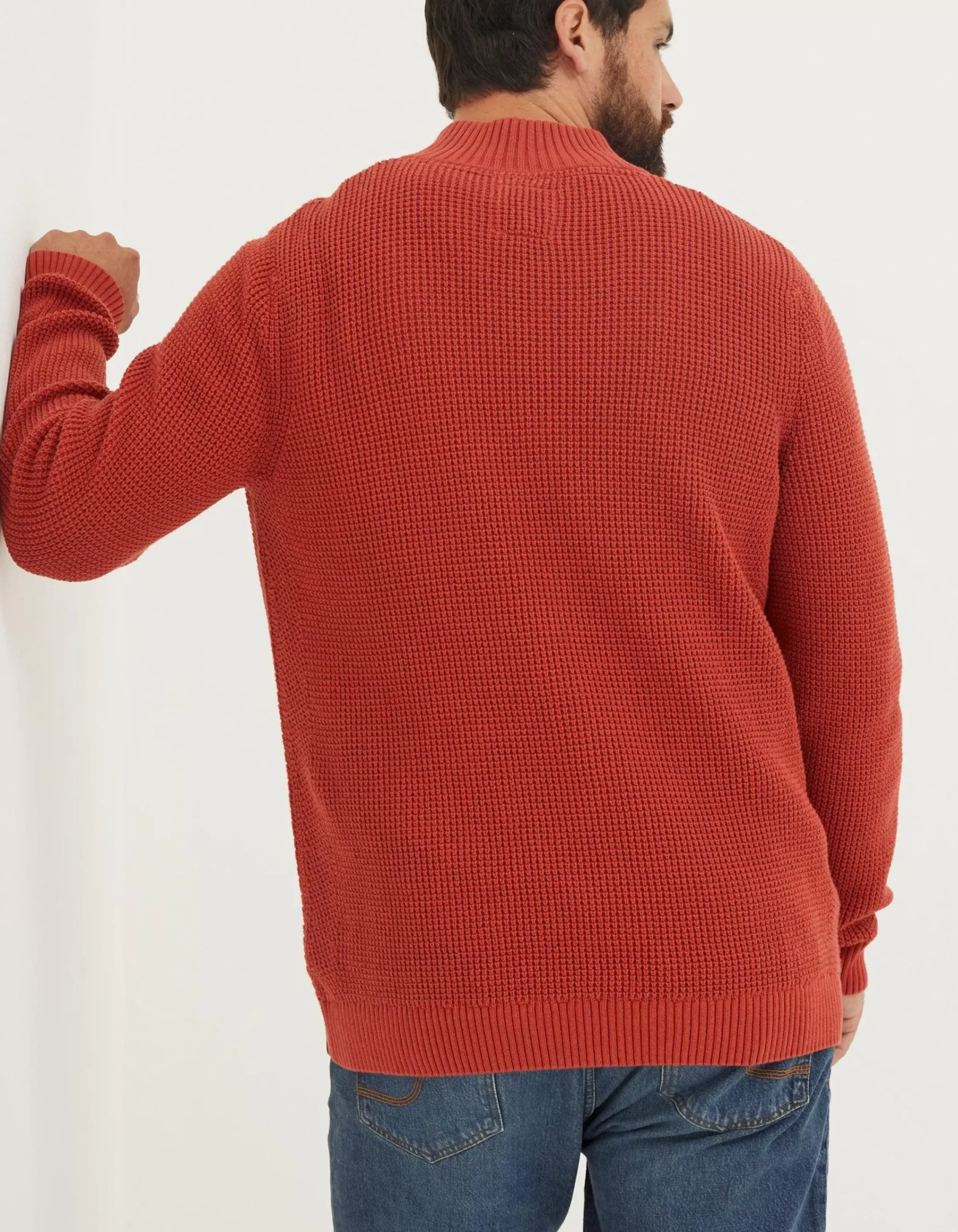 Men FatFace Knitwear|Pembrey Cotton Half Neck Jumper