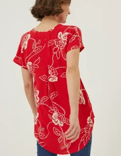 Women FatFace Shirts & Blouses|Piper Batik Red Tunic