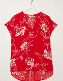 Women FatFace Shirts & Blouses|Piper Batik Red Tunic