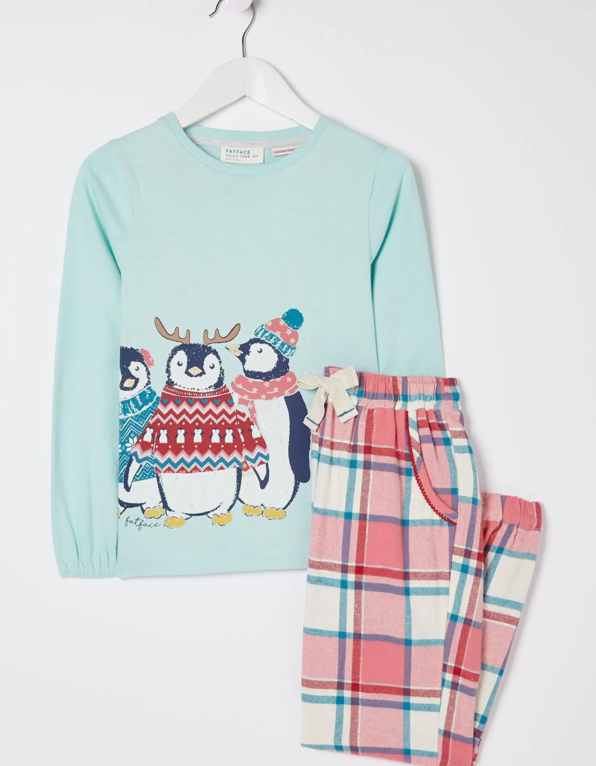 Girls FatFace Nightwear & Loungewear|Pippa Penguin Check Pyjama Set
