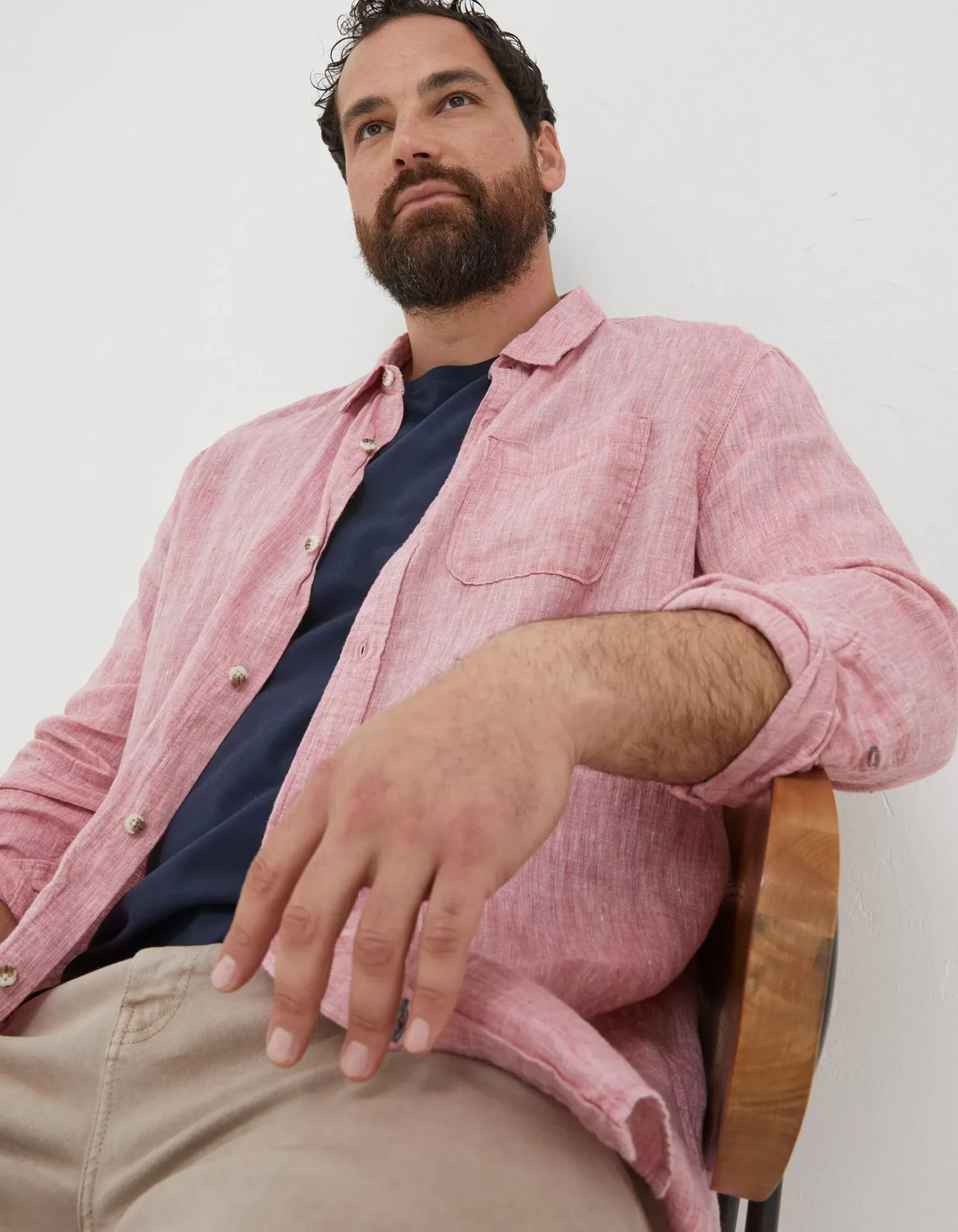 Men FatFace Shirts|Plain Linen Shirt