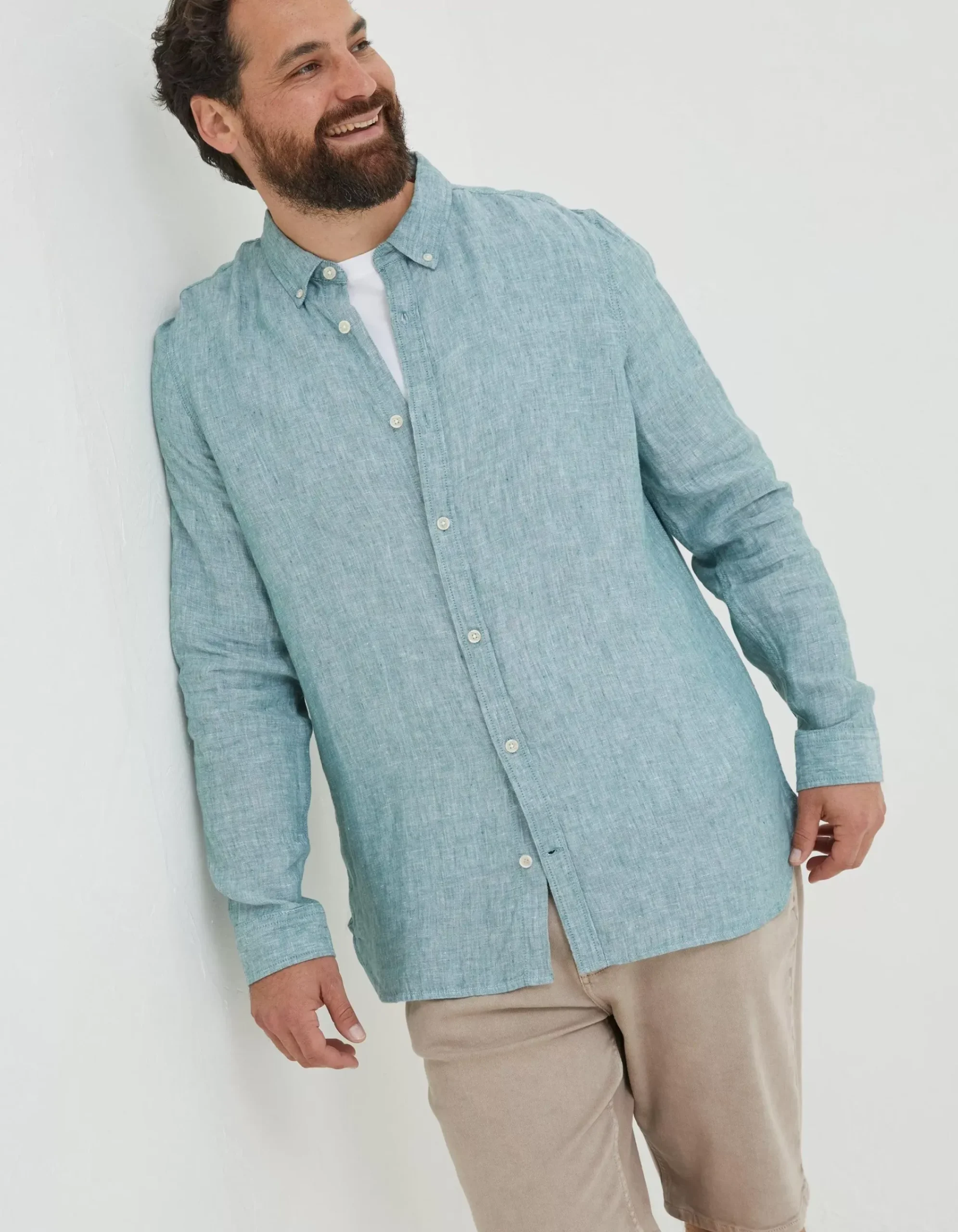 Men FatFace Shirts|Plain Linen Shirt